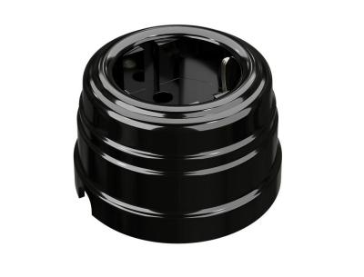 Ретро розетка электрическая Мезонин, коллекция Усадьба, пластик, черный Ретро розетка электрическая Мезонин, коллекция Усадьба, пластик, черный