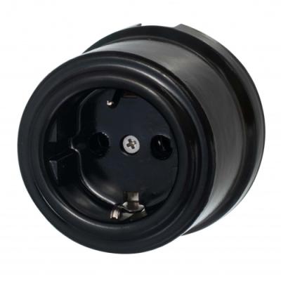 Ретро розетка электрическая Bironi, коллекция Лизетта, керамика черный