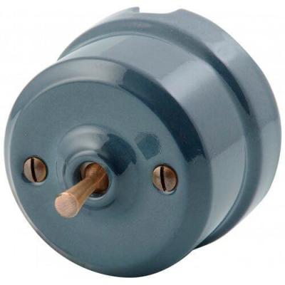 Ретро выключатель тумблерный Lindas, керамика, графит, ручка бронза