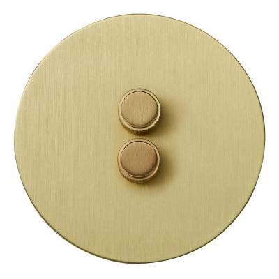 Выключатель Salvador "Арт", скрытый монтаж, двойной диммер, накладка металл круг, золото