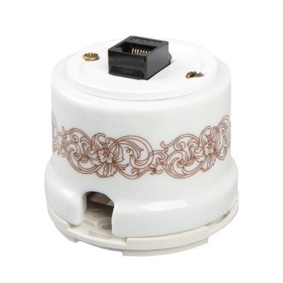 Ретро розетка компьютерная Salvador, фарфор, наружный монтаж, белый, коллекция "Узор" Ретро розетка компьютерная Salvador, фарфор, наружный монтаж, белый, коллекция "Узор"