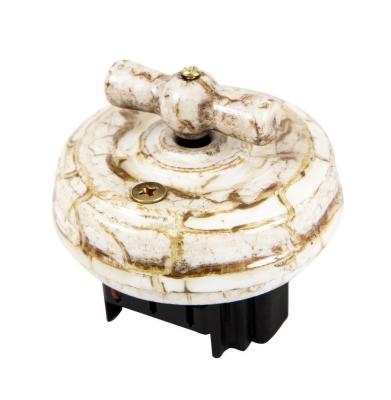 Ретро выключатель Мезонин, фарфор, без подъемной рамки, коллекция Царское село, дворцовый мрамор