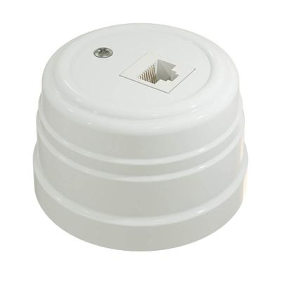 Ретро розетка компьютерная Мезонин, коллекция Усадьба, пластик, белый