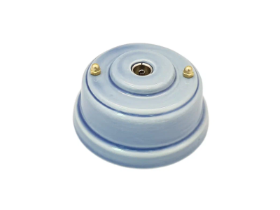 Ретро розетка ТВ Леанза фарфор celeste (небесно-голубой) золотистая фурнитура