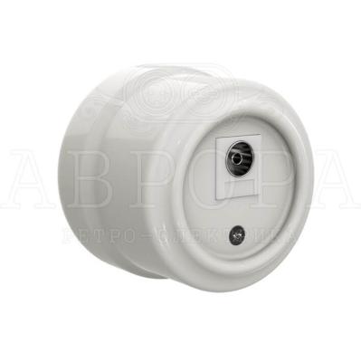 Ретро розетка ТВ Аврора, фарфор, белая Ретро розетка ТВ Аврора, фарфор, белая