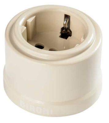 Ретро розетка электрическая Bironi, коллекция Лизетта, пластик слоновая кость