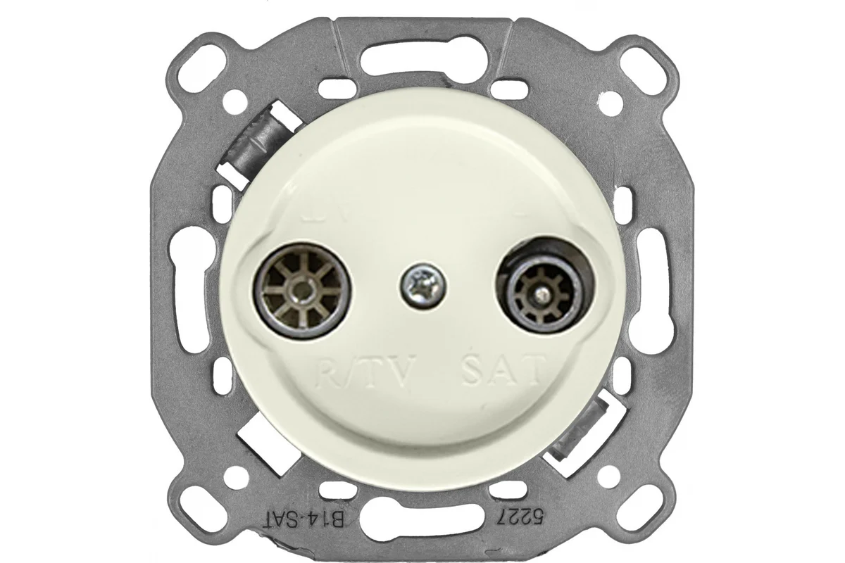 Ретро розетка ТВ (sat) Bironi, коллекция Шедель Бриз, пластик, скрытый монтаж, слоновая кость мат.