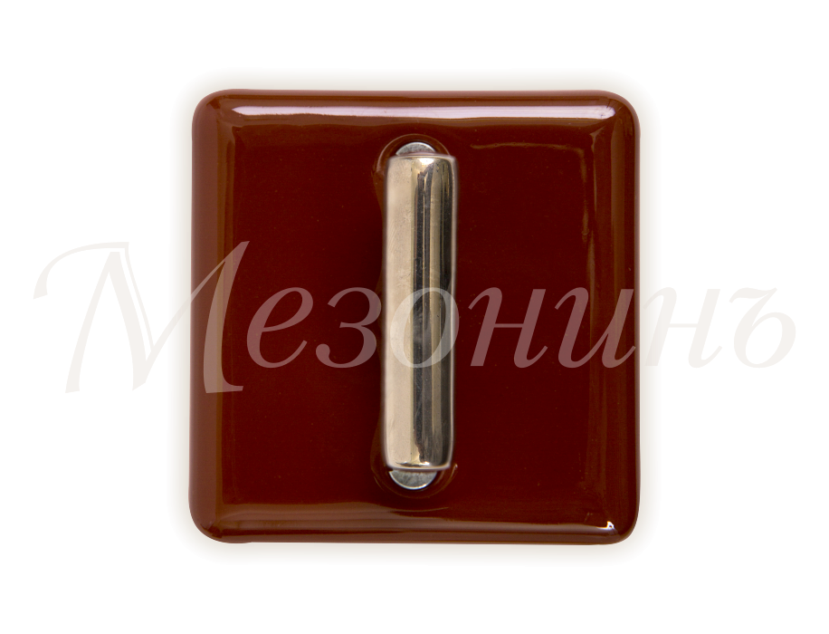 Качественная картинка Ретро выключатель Мезонин, фарфор, коллекция Quadra, коричневый