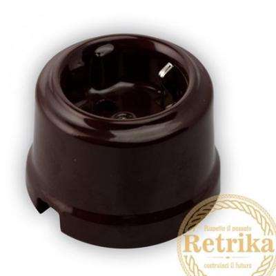 Ретро розетка ТВ Retrika керамика коричневый
