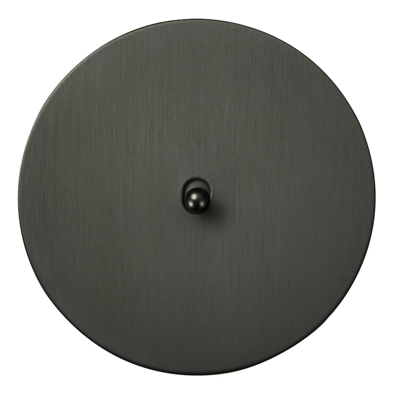 Выключатель Salvador "Арт", скрытый монтаж, тумблер-капля, накладка металл круг, антрацит