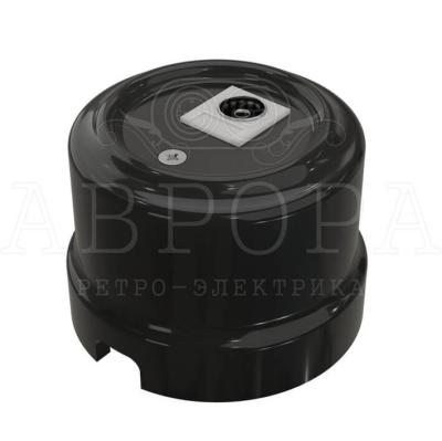 Ретро розетка ТВ Аврора, фарфор, черный