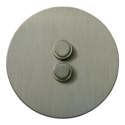 Выключатель Salvador "Арт", скрытый монтаж, двойной диммер, накладка металл круг, никель (серый)