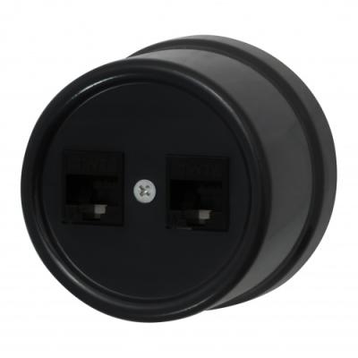 Ретро розетка компьютерная Bironi, коллекция Лизетта, пластик, черный Ретро розетка компьютерная Bironi, коллекция Лизетта, пластик, черный