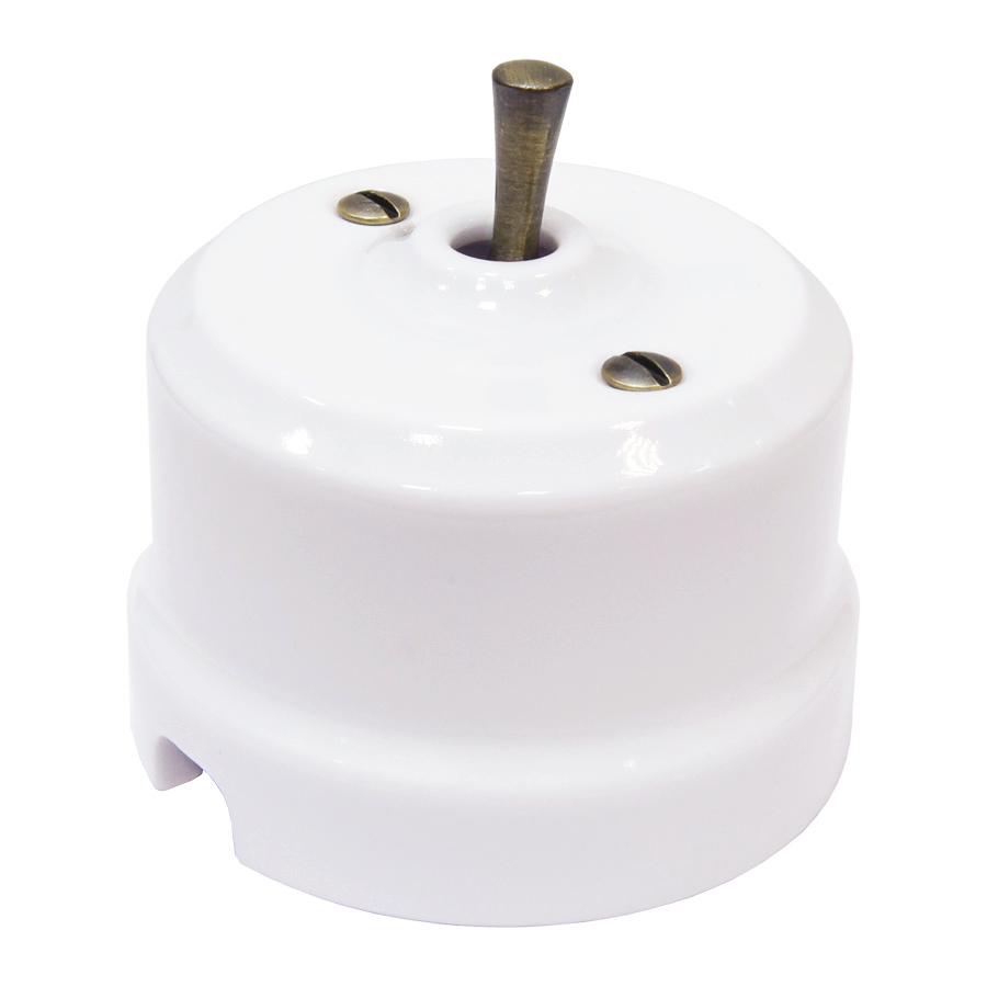 Качественная картинка Ретро выключатель кнопка-тумблер, Lindas, керамика, белый