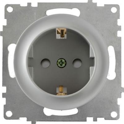 Розетка с заземлением, защитные шторки, винтовые контакты, 16А-250В, цвет серый