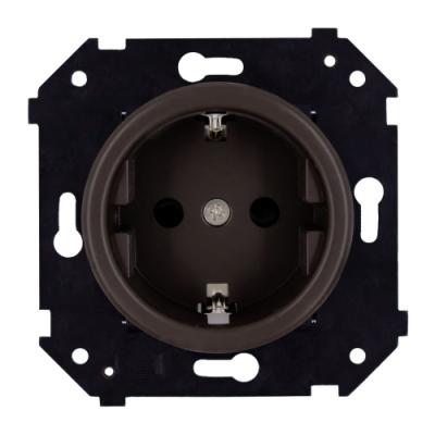 Ретро розетка электрическая Bironi, коллекция Шедель, пластик, скрытый монтаж, коричневый матовый