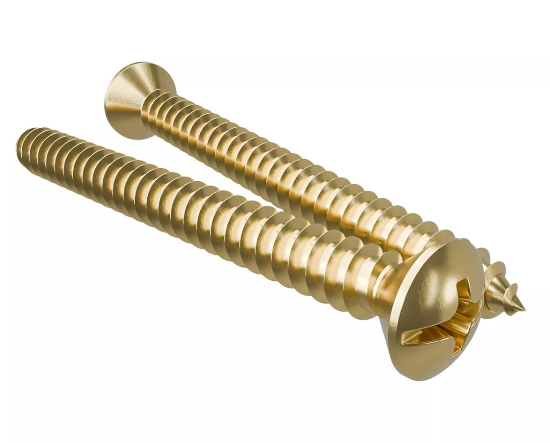 Качественная картинка Саморез для выключателя / изолятора Мезонин, латунь, под крестовую отвертку