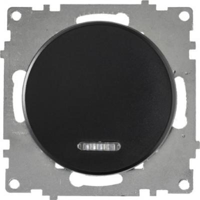 Выключатель 1-клавишный с подсветкой, цвет чёрный Выключатель 1-клавишный с подсветкой, цвет чёрный