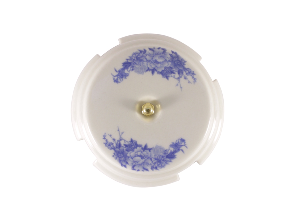 Качественная картинка Ретро коробка распределительная Леанза фарфор, белый с декором голубые цветы