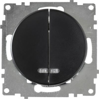 Выключатель 2-клавишный с подсветкой, цвет чёрный Выключатель 2-клавишный с подсветкой, цвет чёрный